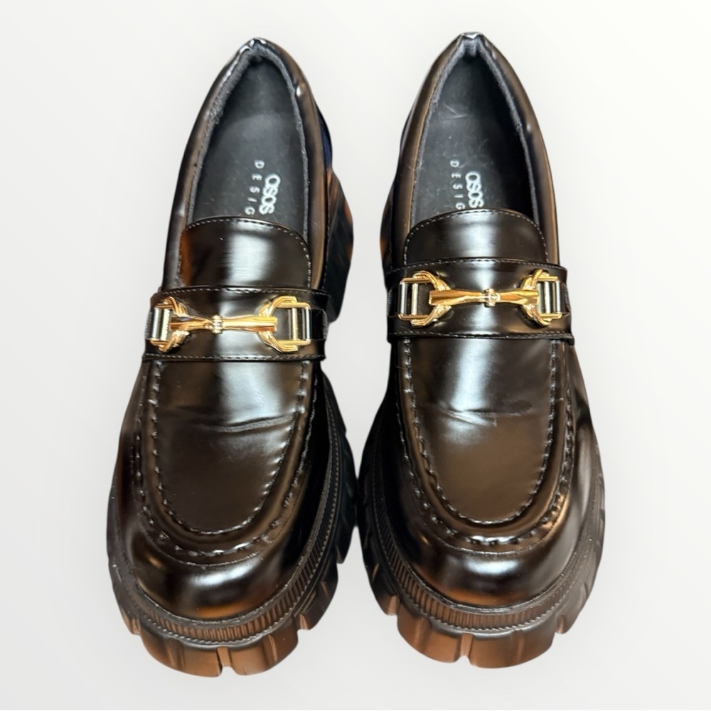 ASOS Black Loafers with Gold Buckle - Picture 2 of 9